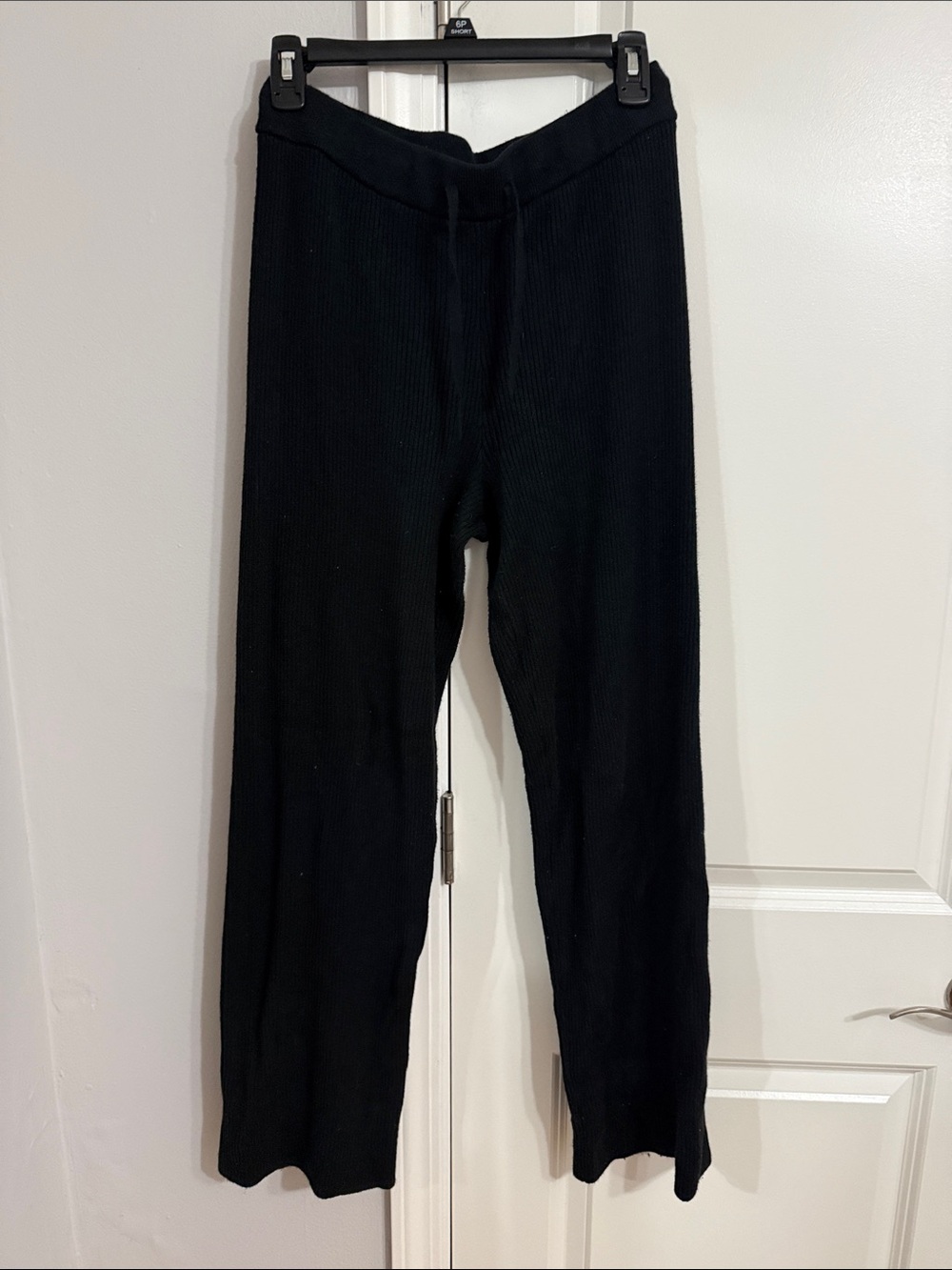 Black Womens Ribbed Knit Pants